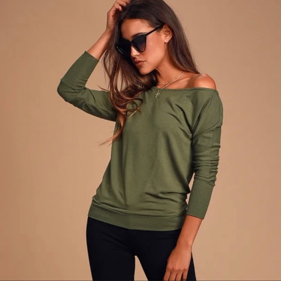 Project Social T Tops - Project Social T Travis Olive Green Boatneck Top